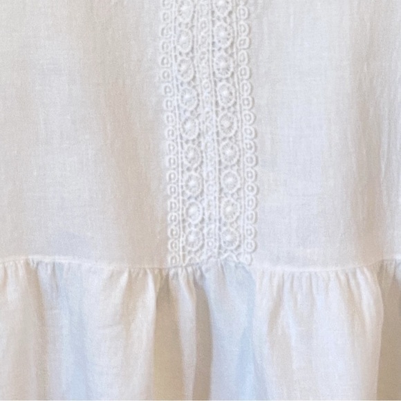 Francesca Bettini White Linen Lace Ruffle Sleeve Tunic Top Large Made in Italy - Picture 6 of 10